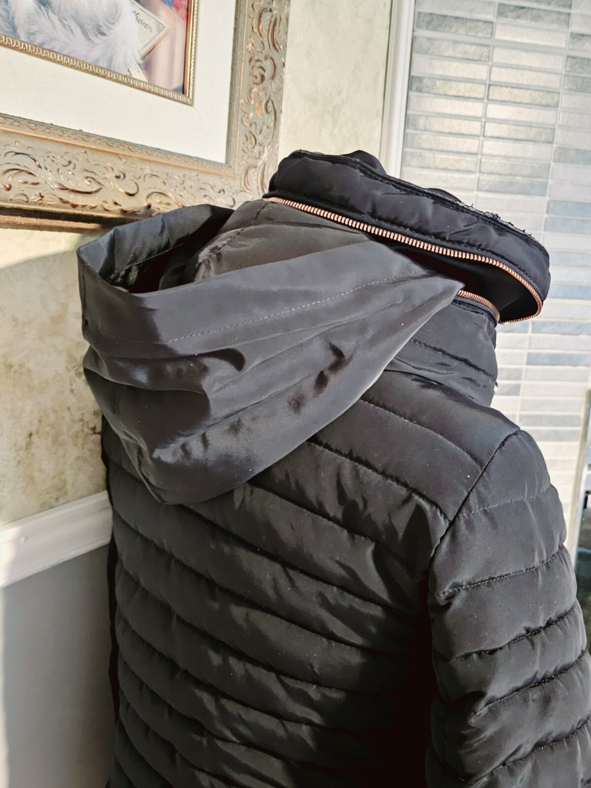 Zara Basic Puffer Jacket Women's Size Small Black… - image 9