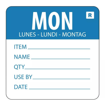 Vogue/Hygiplas L066 Tag der Woche Etikett, Montag, blau (500 Stück Rolle)