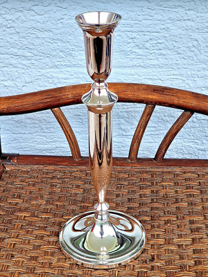 Vintage Candlesticks 1 Arm Brass Silver Plated Candelabra Height 29.5cm