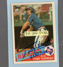 Autographed Toby Harrah Four X ALL STAR added 1985 Rangers Topps Traded #46T