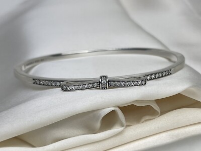 Gold Brilliant Bow Slider Bracelet Sparkling Bow Bangle Pandora