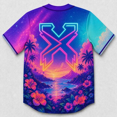 Custom Name - Excision Neon cosmic t-rex rave Baseball Jersey for EDM Festivals