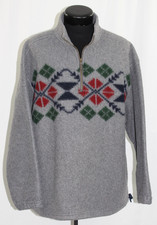 Men Eddie Bauer Sportwear XL Fleece Gray Jacket Hiking Zip Coat Pullover Aztec