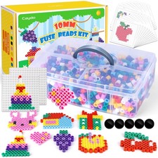 10mm Large Fuse Bead Kit, 8 Colors Melty Beads with Storage Box for Craft, XL...