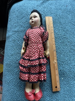 Vintage Spanish Flamenco Dancer Doll 12'' with Red Dress/Castanets Cloth