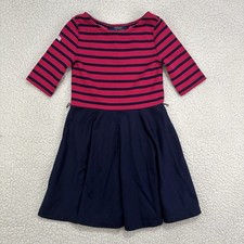 Polo Ralph Lauren Striped Dress Girls Size 6 Pink Navy Fit Flare Half Sleeve