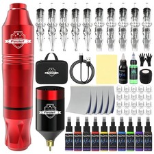 Coreless Motor Tattoo Gun Machine Pen Wireless Supply 1200mAh Needles Inks Kit