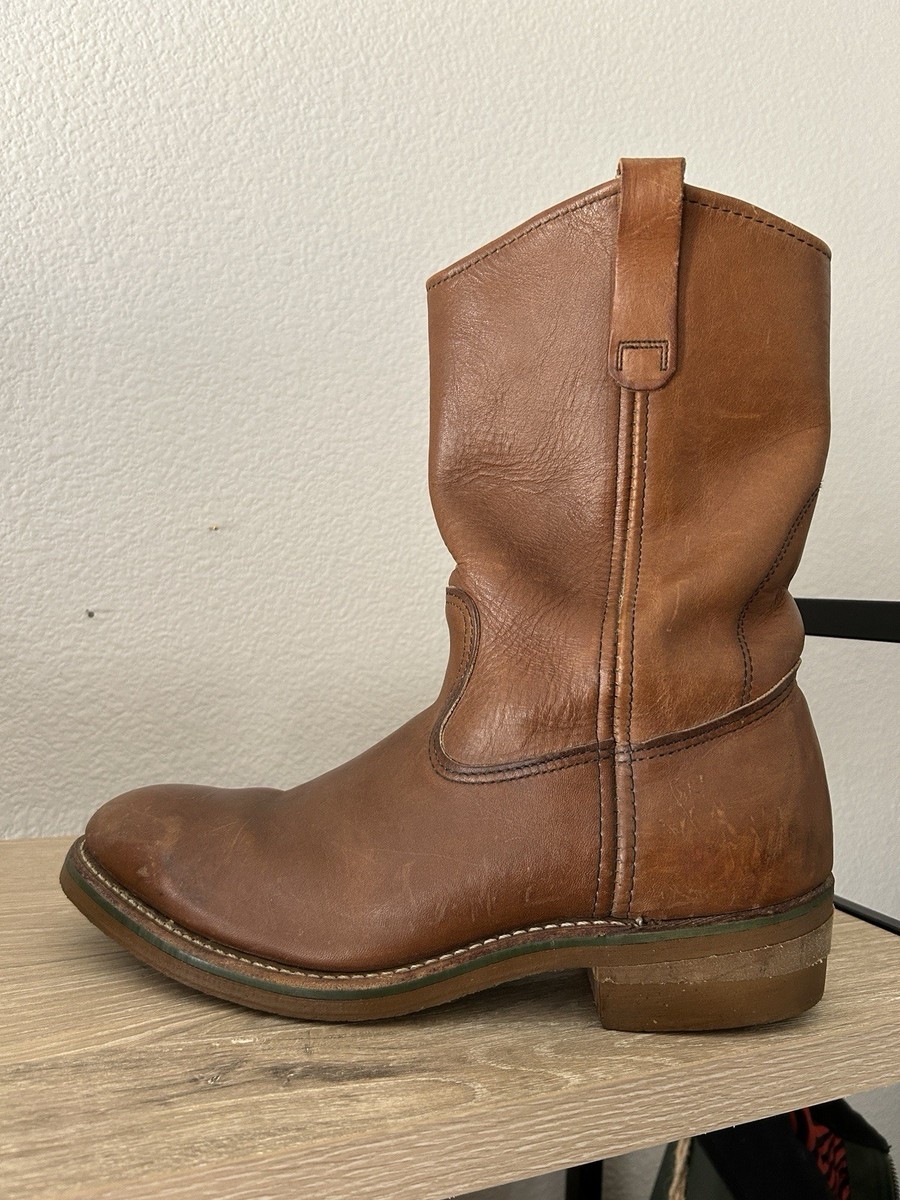 Red Wing Pecos Men\'s Size 10 AA Narrow Western Work Boots Brown Leather Vintage Red Wing Pecos Work Boots Leather Western Pull On  main image 4