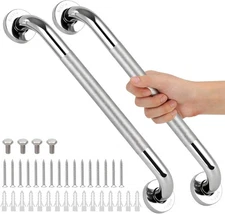 2 PCS Shower Grab Bars for Seniors, 16 Inch Anti Slip Shower Handle, Stainless