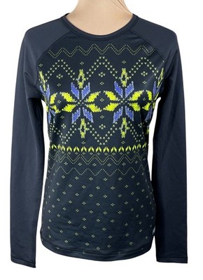 Fila Long Sleeve Base Layer Size M Medium Fair Isle Black