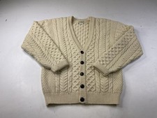 Vintage LL Bean Wool Irish Fishermans Cable Knit Cardigan Sweater Mens Medium