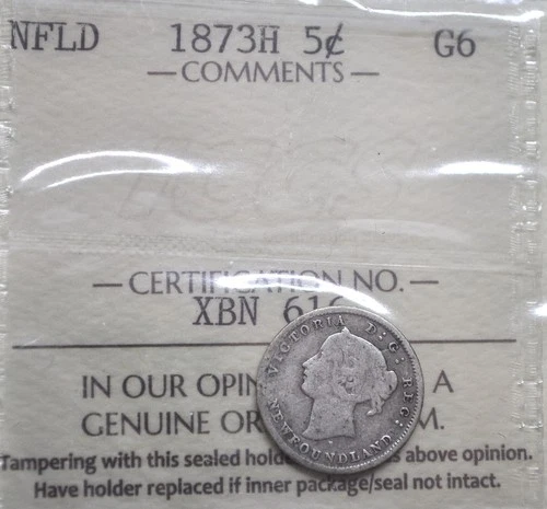 1873 Newfoundland 5 Cents — photo from the most recent tracked eBay sale