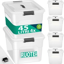 Set Scatole 4 x 45 L Portaoggetti in Plastica Cassetto Contenitore Salvaspazio