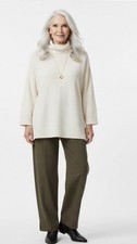Eileen Fisher Pants L Dark Olive Green Organic Cotton Cropped Pants Lagenlook