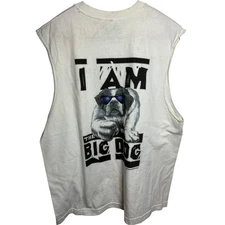 Big Dogs Tank Top Mens Large White I am the big dog Graphic Sleeveless Shirt