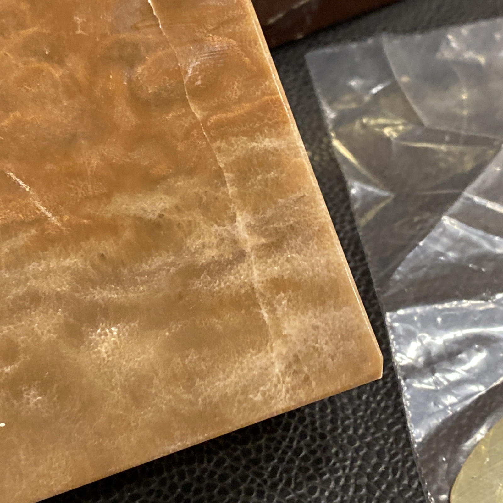 Vtg NIB Park Sherman Caramel Brown Marble Onyx Desk Pen Holder 5"4” NEW In Box