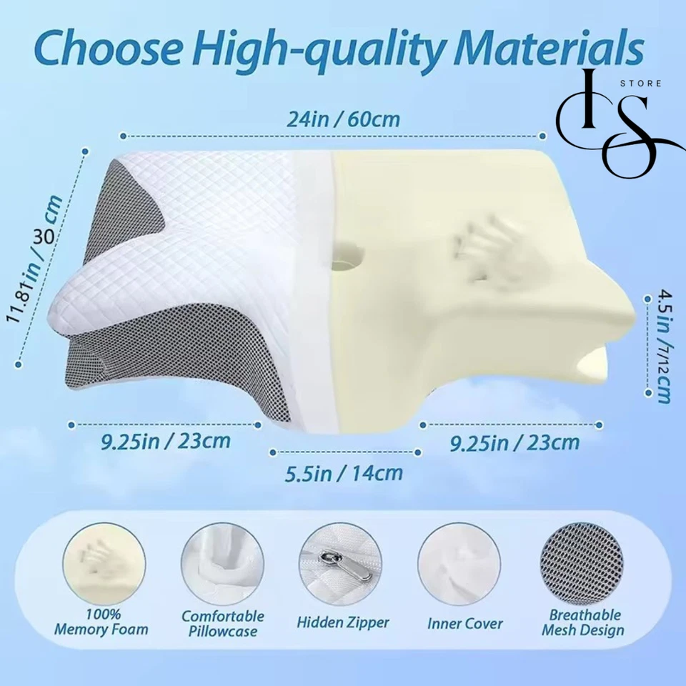 Cuscino Cervicale Ortopedico Memory Foam Guanciale Ergonomico Sanitario - Immagine 4 di 4