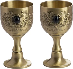 Vintage Copper Goblet - Handmade Metal Engraved Wine Cups 2 pcs. set - Picture 1 of 7