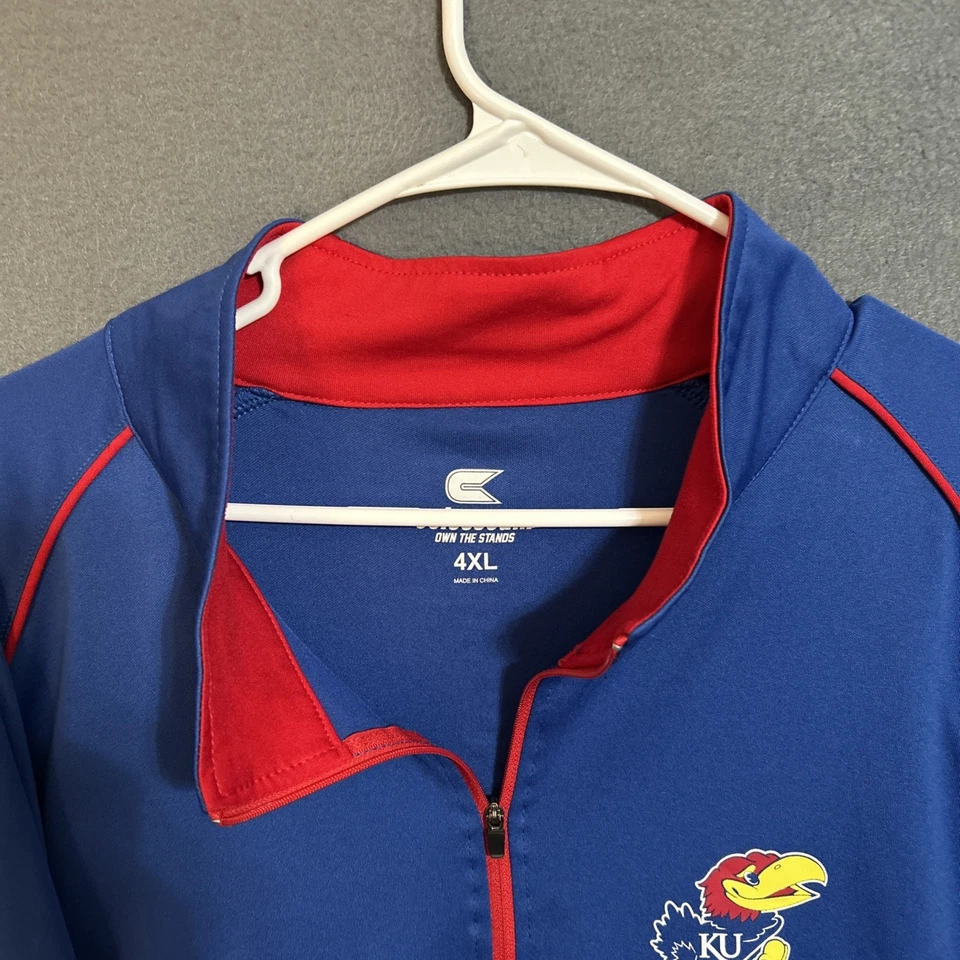 Kansas Jay Hawks Colosseum Red and Blue 1/4 Zip Performance Pullover Size 4 XL - Image 3 of 4
