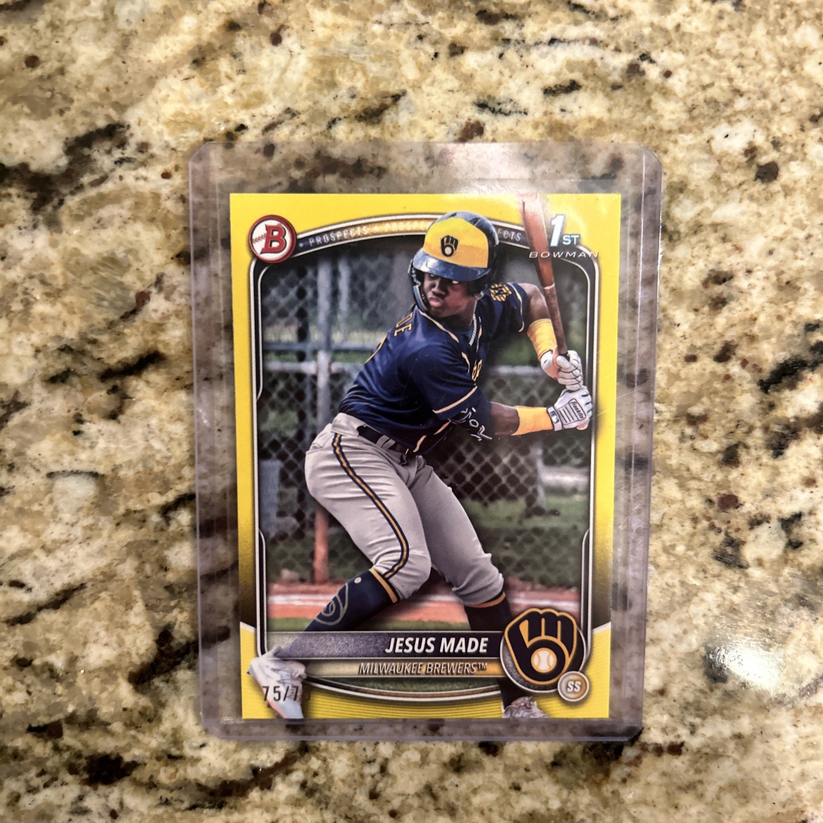 Jesus Made 2025 Bowman 1st yellow 75/75 Prospect #BP-66Milwaukee Brewers