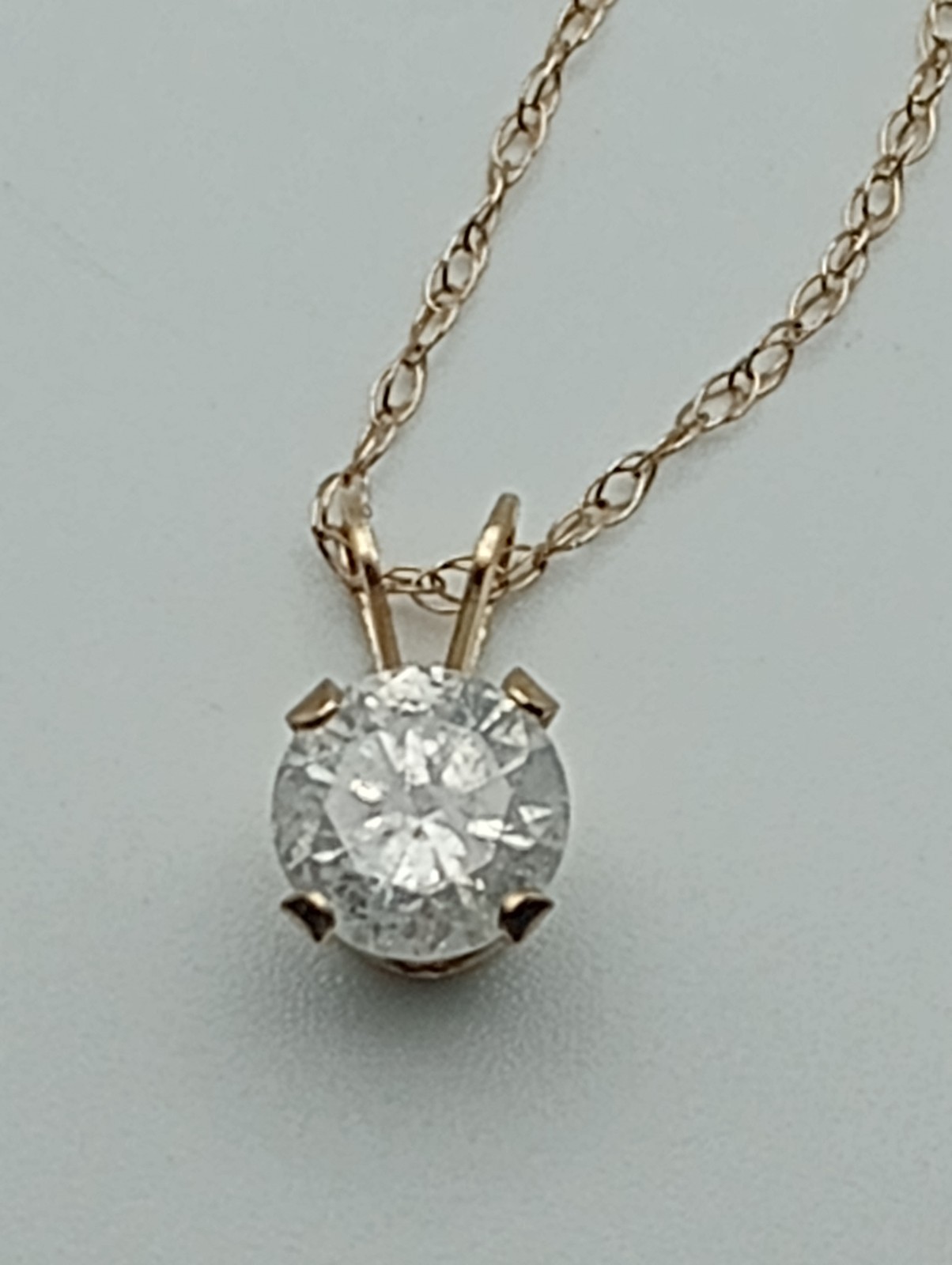 14k 14kt Gold .80CT NATURAL Diamond Pendant Necklace