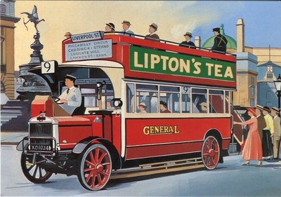 London B-Typ Bus Liptons Tee Piccadilly Colin Ashford Kunst Santoro Postkarte