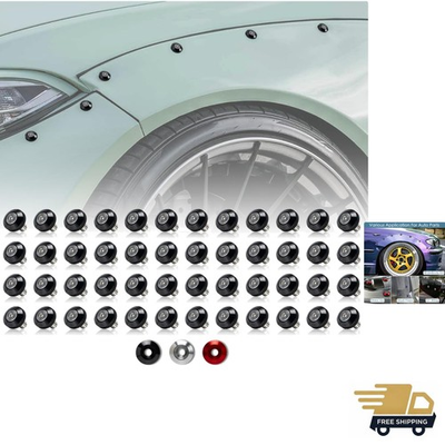 #ad 48 Piece M6 Black Tapered Anodized Aluminum Washer Bolt Kit Hardware Kit for... $67.95