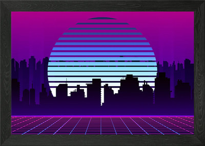 Lila ästhetische Synthwelle gerahmtes Wandbild Poster Leinwanddruck Bild