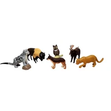 Vintage K&M Int. Animals Figure Lot Plastic Toy PVC HTF Wolf Owl Leopard Cougar