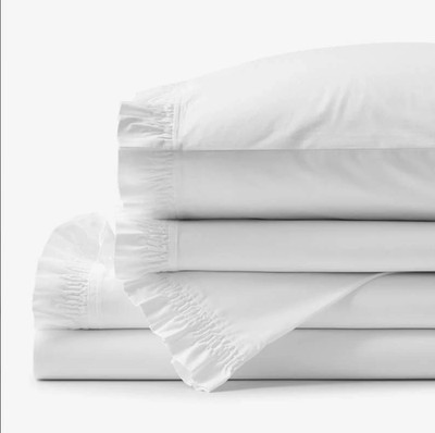 Company Cotton Solid Ruffle Garment Washed Cotton Percale Bed Sheet Set 