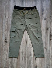 Rhude Green Rifle Cargo Trousers Size XL Mens Pants Yellow Drawstring 
