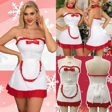 Xmas Sexy Fine Velvet Christmas Lingerie Dress Sleepwear Babydoll Outfit Gift US