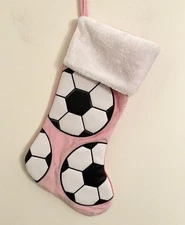 *NEW!* Christmas Stocking Pink White Black Soccer Ball Pattern Perfect for XMAS!