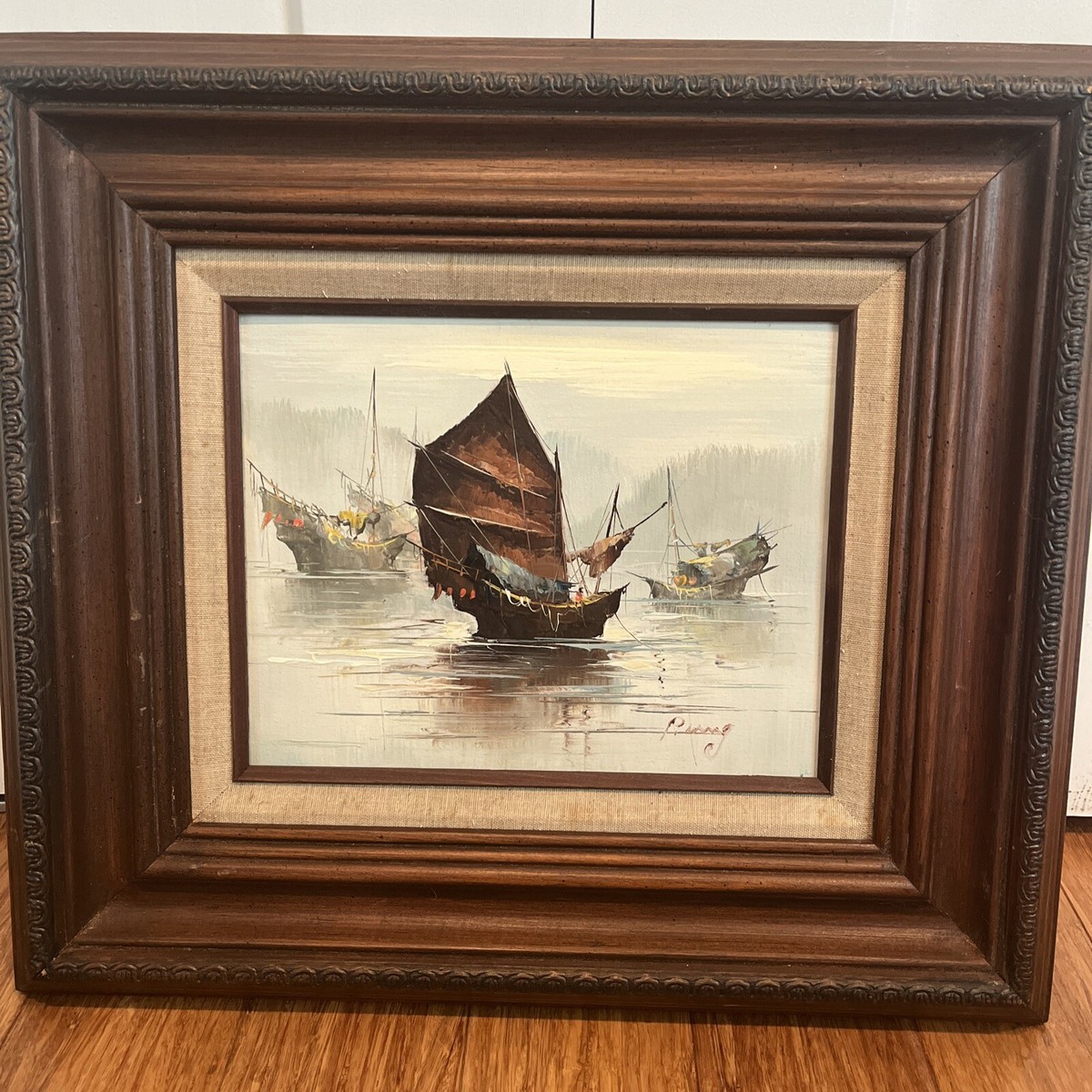 Peter Wong Chinese Artist Signed Painting Framed - Frame Needs TLC
