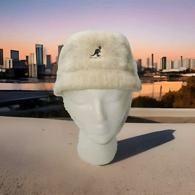 Y2K Kangol Furgora Bin Unisex Small Bucket Hat Angora Fur Retro cream Vintage