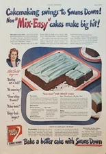 1945 Swans down cake flour Vintage Ad Mix easy red devils food