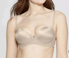 Lot Of 3 Auden 32C Bras Plunge Push Up Convertible Soft Biege New w Tags