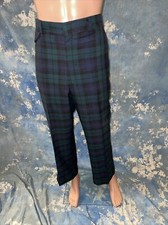 Vintage 1970s Men  s Anderson Little Green Plaid Wool Golf Slacks Pants 37X28.5