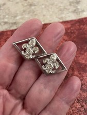 Silverplate Crystal RS Fleur De Lis Cuff Links