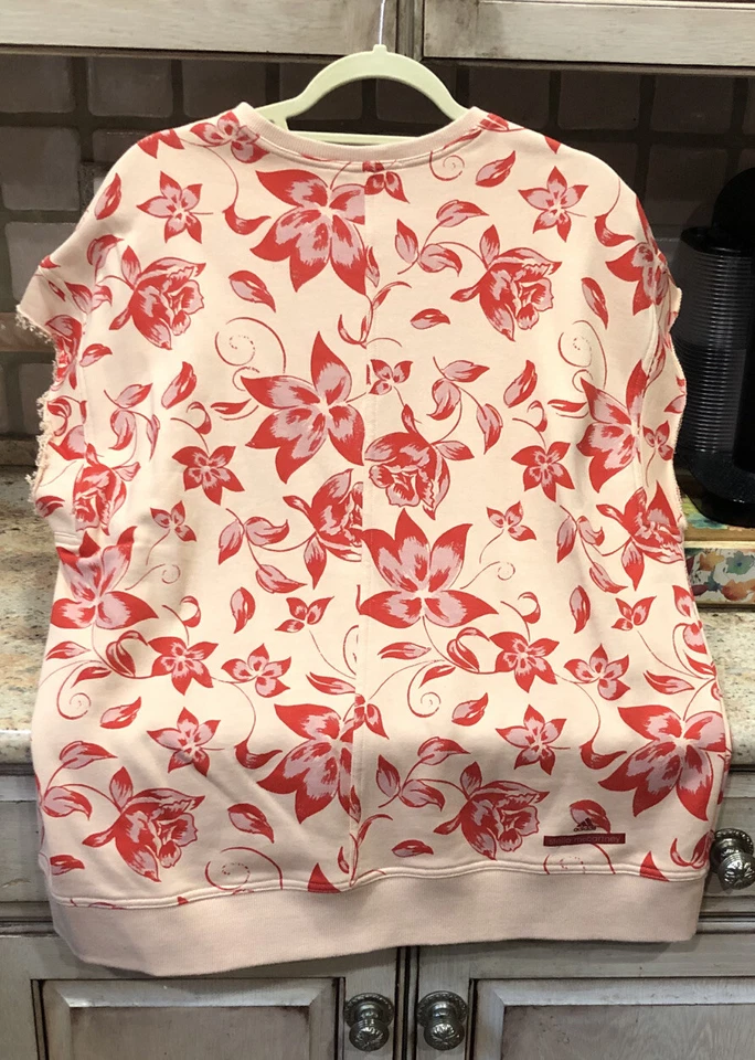 Anthropologie Stella McCartney Sweatshirt Floral Embroidery Peach Red S NEW - Image 4 of 4