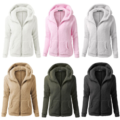 Hoodie Outwears Coat Jacket Overcoat Warm Winter Hooded Fleece Fur Thicken Women