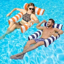 2 Pack Inflatable Pool Floats 4-in-1 Pool Hammock with Bottom Mesh 3 Tubes