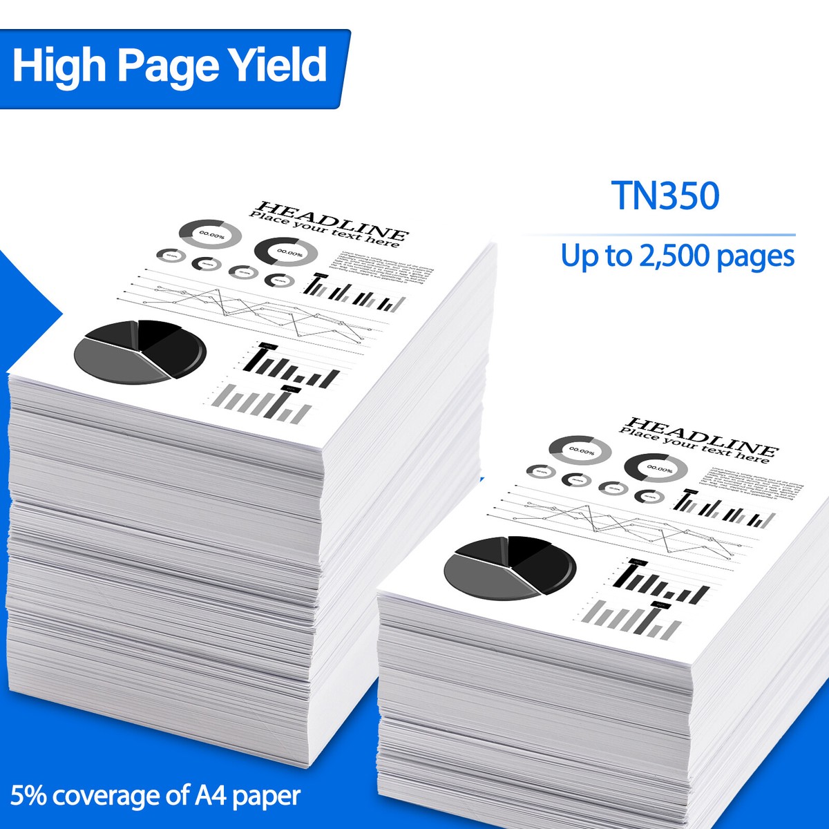 2-Pack TN-350 Compatible Toner Cartridge For Brother DCP-7020, HL-2030, HL-2040 Printers 2 thumbnail image