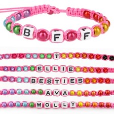Personalised Friendship Bracelet Name Letter Message Alphabet Beads Friends Gift