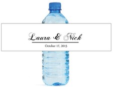 Modern On White Background Wedding Anniversary Engagement Water Bottle Labels