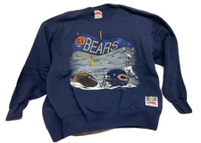 Vintage 1993 Nutmeg Mills Brand Chicago Bears Sz L Embroidered Crewneck Sweater