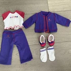 American Girl Today Purple Zip Up Sweatsuit 2005 Outfit Tee Jacket Shoes Pants