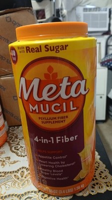 Metamucil 4-in-1 Fiber Supplement Orange 3.4 lb Made With Real Sugar Exp 12/2028