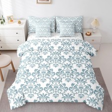 Damask Bedding Set for Kids Teens,Vintage European Floral Comforter Set Queen...