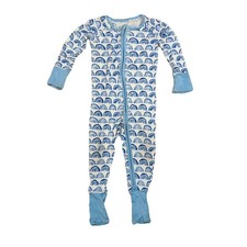 LITTLE SLEEPIES Bamboo Blue Rainbows Zippy One Piece Pajamas, Size 6-12 Months